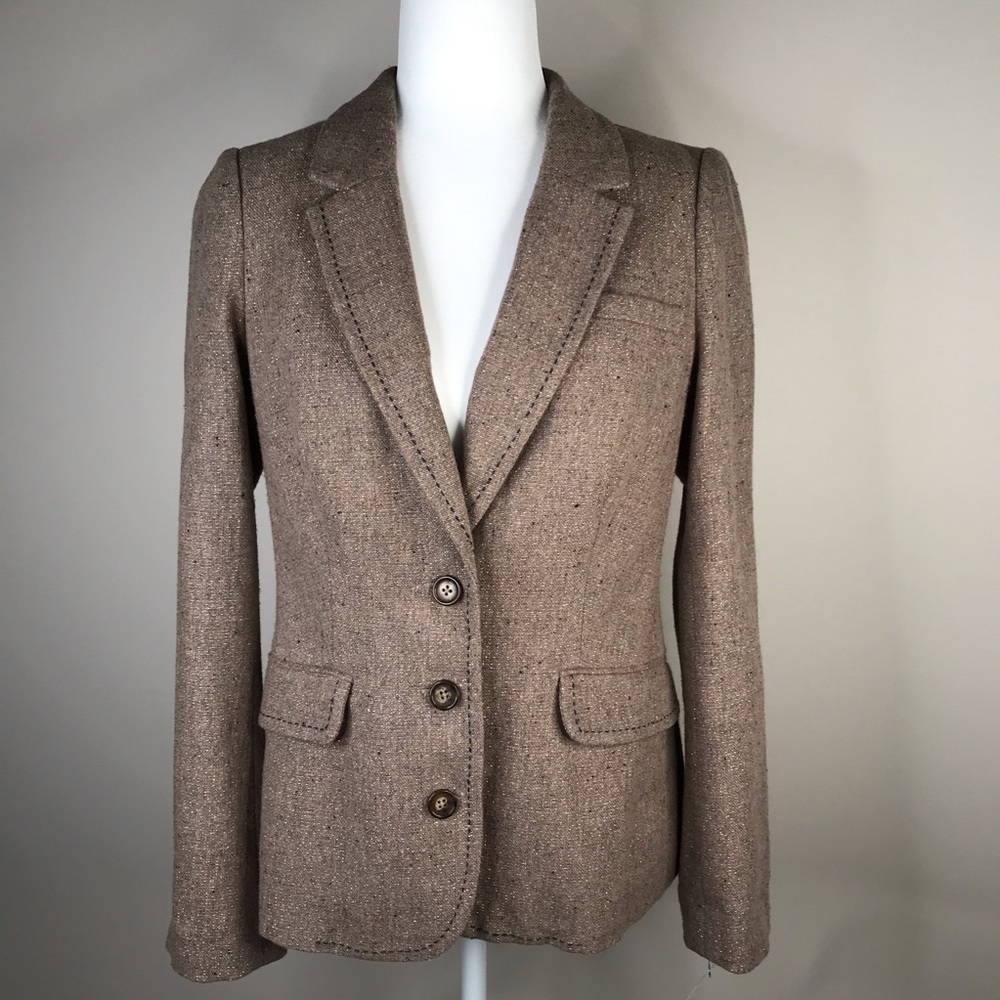Anthro Cartonnier Frontrunner Wool Metallic Blazer